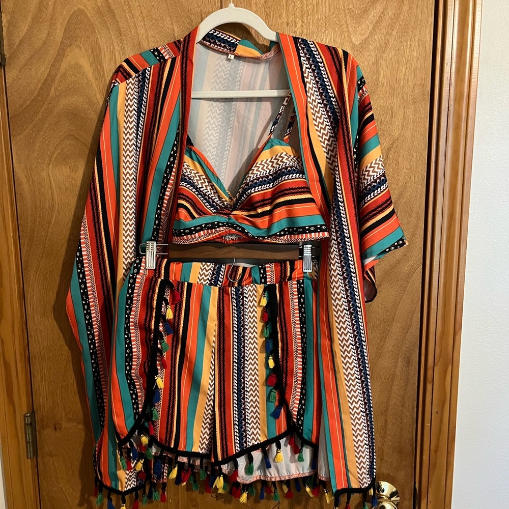 Colorful Striped Three-Piece Set
